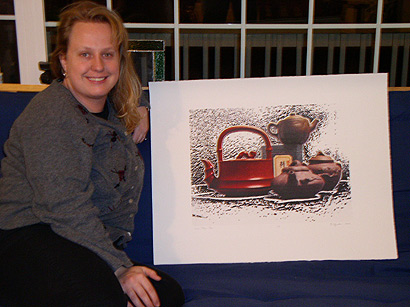 Tea 4 Three - 4 color lithograph by Bonnie Lybrook