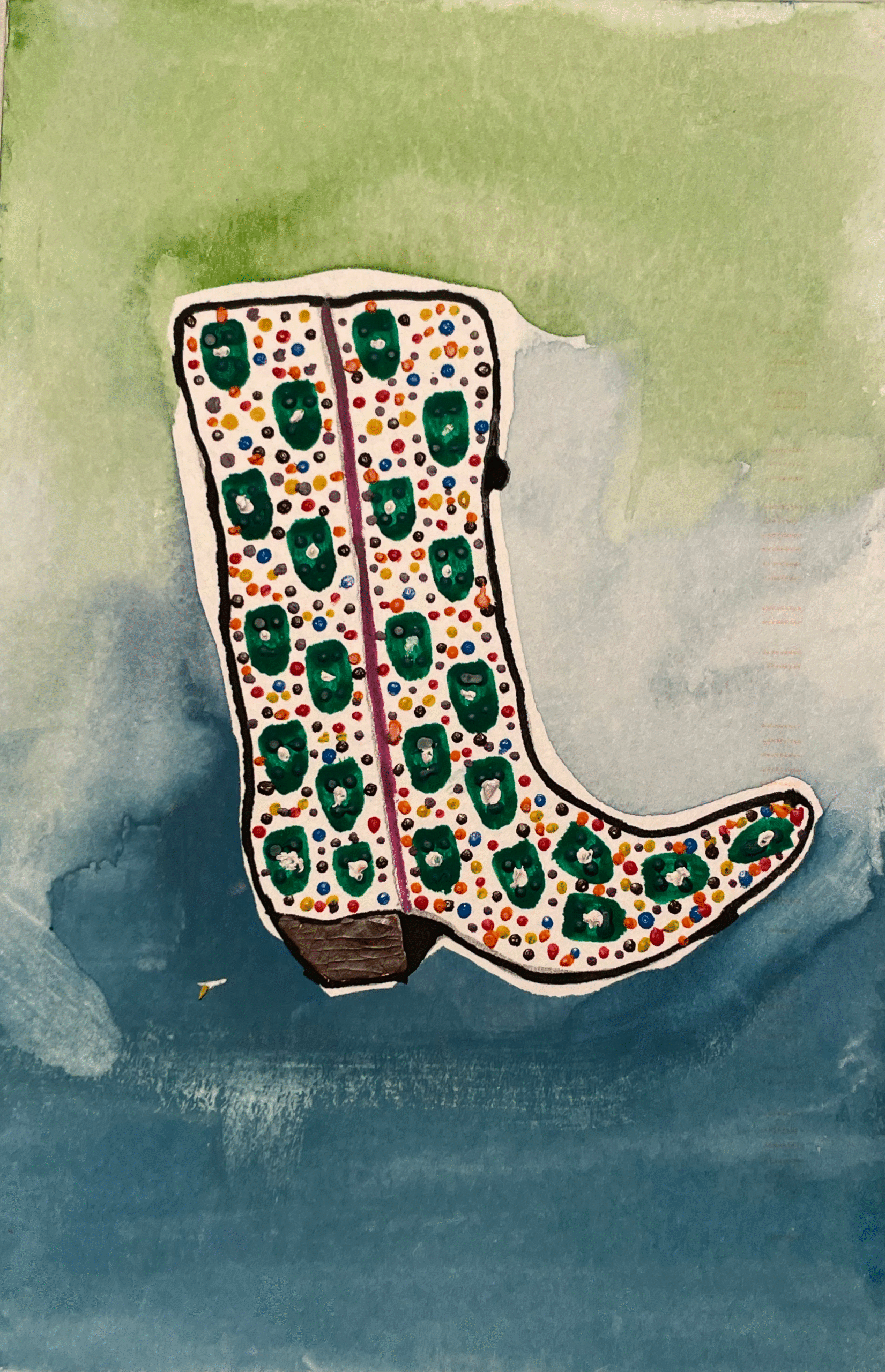 Boot - Original Miniature Watercolor Painting by Bill Janssen