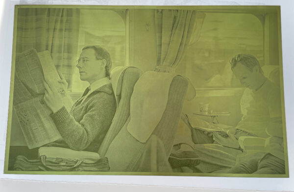 On the Shinkansen, 1981 by Tony Levin