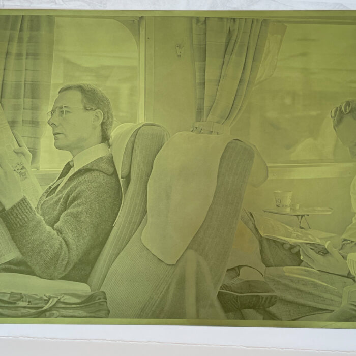 “On the Shinkansen, 1981” by Tony Levin – cancelled, steel-backed polymer photogravure plate (unsigned)