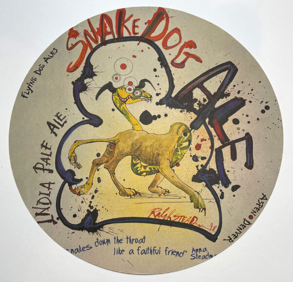 Snake Dog Ale - commercial store display art by Ralph Steadman