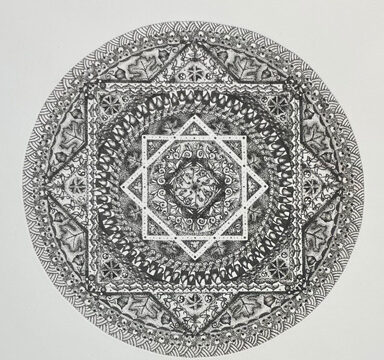 "Mandala" intaglio print by Tony Johnston