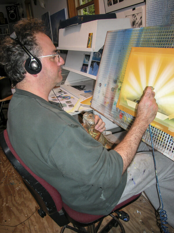 Jerry LoFaro at work on Celestial Seasonings artwork