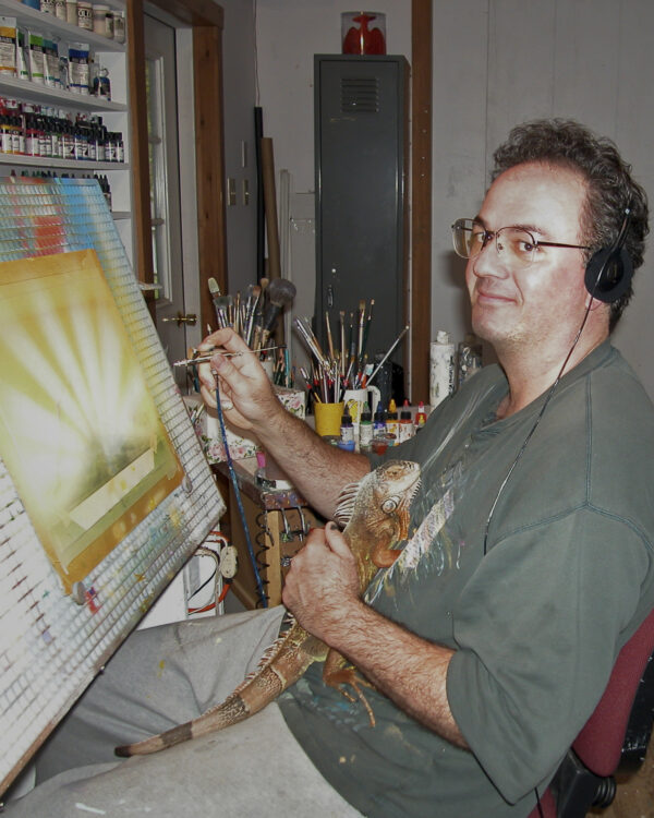 Jerry LoFaro at work on Celestial Seasonings artwork