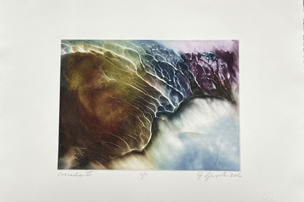 Cascade 2 - Monoprint on silk by Jon Lybrook