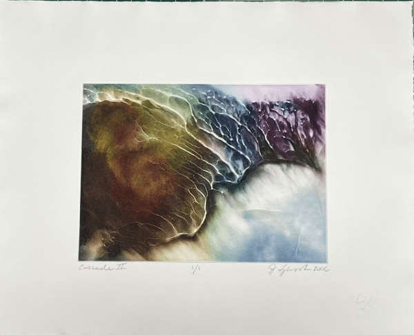 Cascade 2 - Monoprint on silk by Jon Lybrook