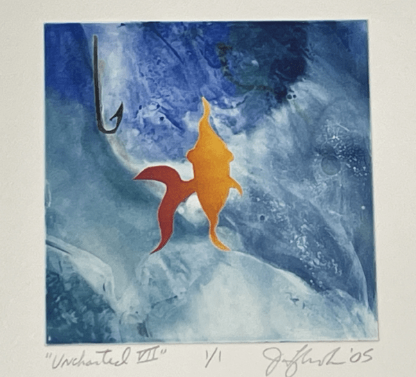 Goldfish in the Pool - Monoprint by Jon Lybrook