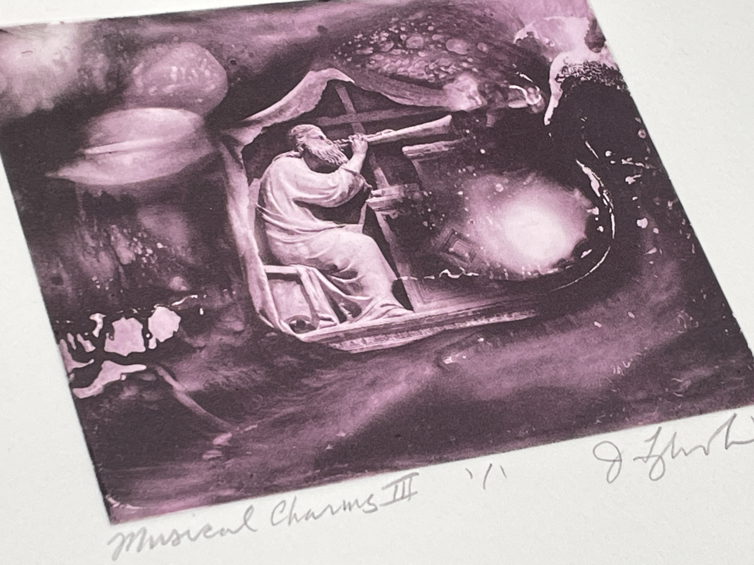 Musical Invocation - traditional intaglio print by Jon Lybrook - Image 3