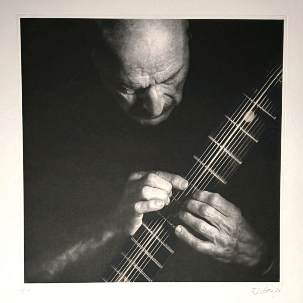 Tony-Levin-with_Chapman-Stick-by-Jerry-LoFaro-Carbon Black Tony Levin with Chapman Stick by Jerry LoFaro - Available as a large, premium photogravure, or a medium-sized inkjet print.
