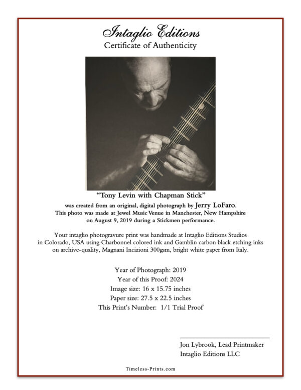 COA - "Tony Levin with Chapman Stick" - by Jerry LoFaro